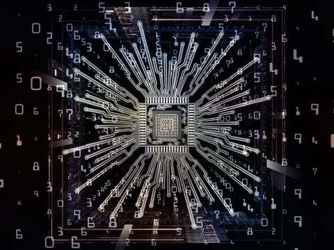 Unfolding of Digital Processor Ilustração Stock