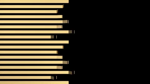 Unfolding gold elements with gap inbetween - left to right, + alpha (FULL HD) Video stock 94730826