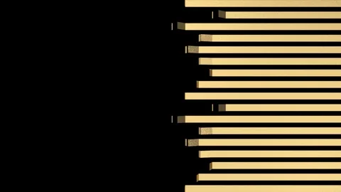 Unfolding gold elements with gap inbetween - right to left, + alpha (FULL HD) Video stock 95043723