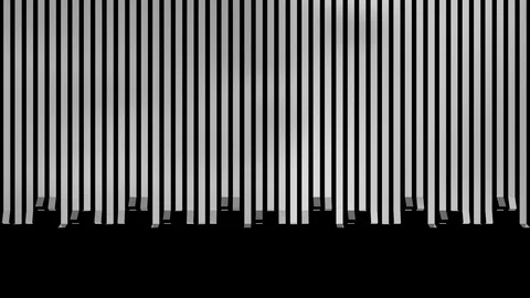 Unfolding metal elements with gap inbetween - from top to bottom, + alpha (4K) Video stock 102338150