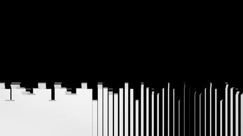 Unfolding white elements with space inbetween - bottom to top, + alpha (FULL HD) Video stock 93861378