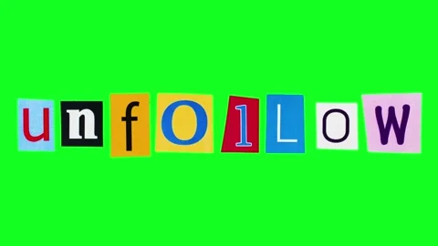 Unfollow Array Of Vivid Letterforms On Green Background Symbolizes Subscriber Stock-Footage 326811360