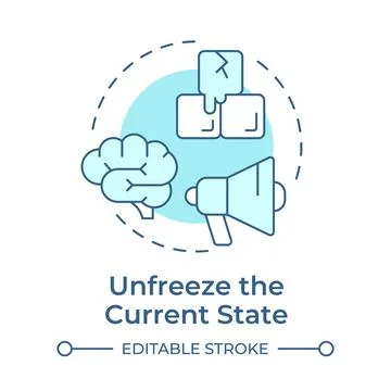 Unfreeze current state soft blue concept icon Stock Illustration