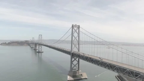 Ungraded 4K Aerial Drone Shot San Francisco-Oakland Bay Bridge Daytime ver2 Stock Footage 132024921