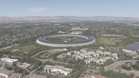 Ungraded 4K Aerial Drone Shot Apple New Headquater Daytime ver5 Stock Footage 132024980