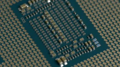 Ungraded: Back Side of Computer Processor (CPU) With Copper Contacts and Stock Footage 107808490