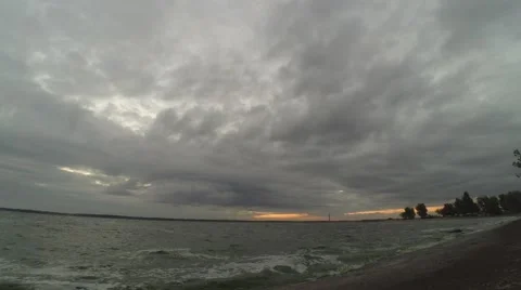 Ungraded dynamic time lapse with clouds over water Stock Footage