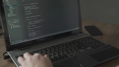 Ungraded footage. The programmer delete wrong code and fix program Stock Footage 149834892