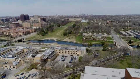 Ungraded Skyline Aerial of South Kansas City, Missouri Stock Footage
