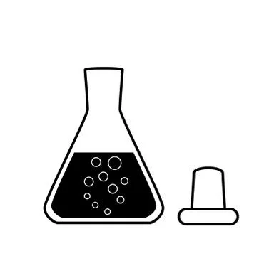 Ungraduated Erlenmeyer flask with a solution Ilustración de archivo