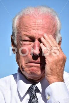 Unhappy Adult Senior Businessman Isolated Stock Photos