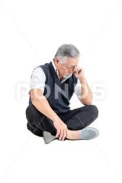 Unhappy adult senior old man depression problem. Stock Photos