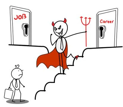 Unhappy businessman With Devil Gate Stock Illustration