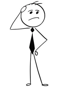 Unhappy Businessman Thinking about Problem Decision Stock Illustration