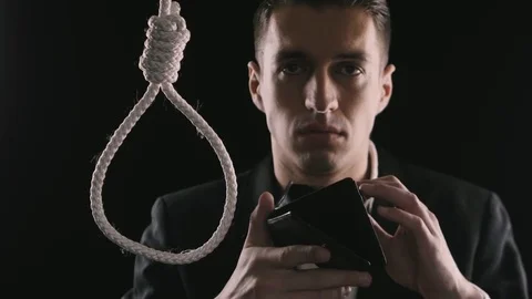 Unhappy businessman wants to commit suicide. The loss of money, the collapse of Stock Footage 81194558