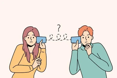 Unhappy couple distressed with communication problems Stock Illustration