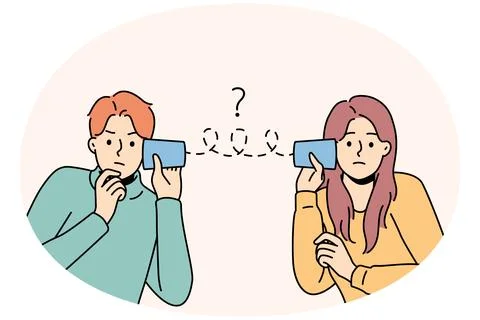 Unhappy couple distressed with communication problems Stock Illustration