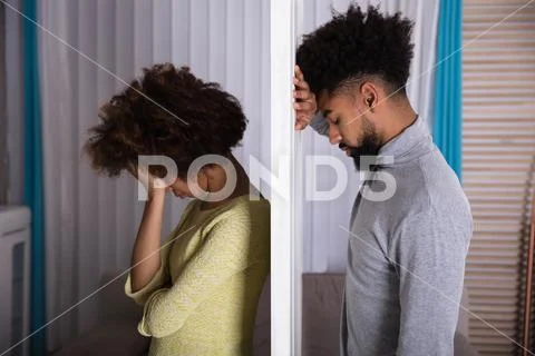 Unhappy Couple Standing Back To Back Stock Photos