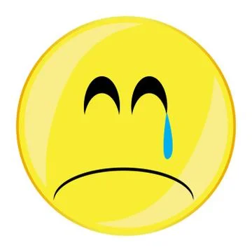 Unhappy Crying Smile Face Button Isolated Stock Illustration