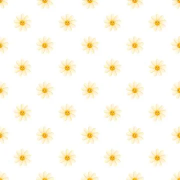 Unhappy daisy flower pattern a seamless repeating texture Stock Illustration