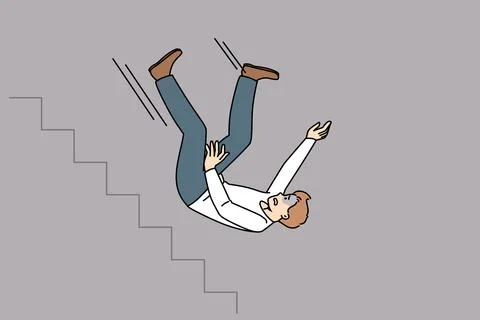 Unhappy man fall down career ladder Illustrazione stock