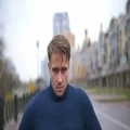 The unhappy man ride a wheelchair. Slow motion 4k or 4k+ Resolution