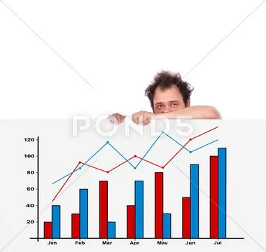 Unhappy men and chart Stock Photos