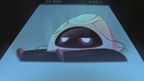 Unhappy Robot, graphic presentation on smartphone Video stock 303631124