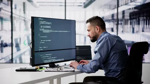 Unhappy Sad Developer Programmer Man In Stress Coding Software Stock Footage 261155970