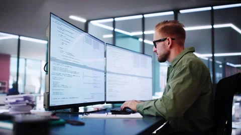 Unhappy Sad Developer Programmer Man In Stress Coding Software Stock Footage 287807355