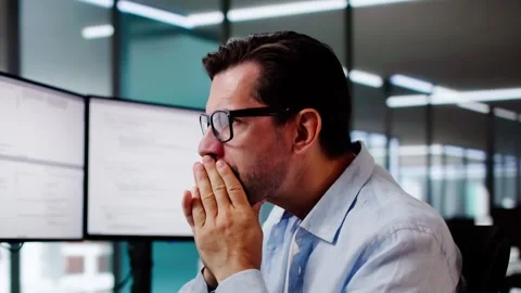 Unhappy Sad Developer Programmer Man In Stress Coding Software Stock Footage 287830665