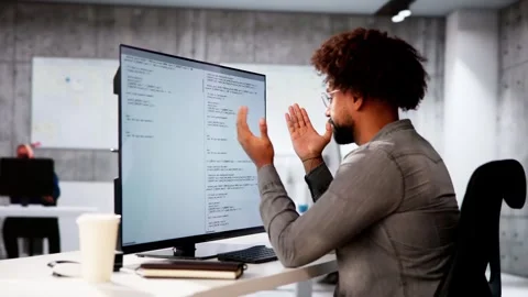 Unhappy Sad Developer Programmer Man In Stress Coding Software Stock Footage 291319954