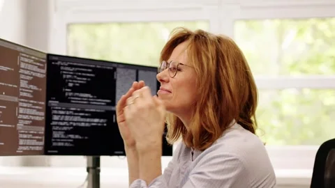 Unhappy Sad Developer Programmer Woman In Stress Coding Software Stock Footage 273121544