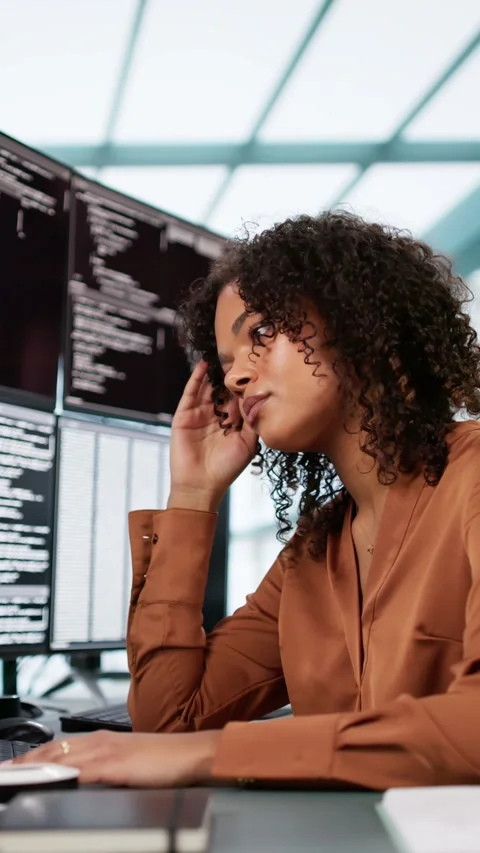 Unhappy Sad Developer Programmer Woman In Stress Coding Software Stock Footage 303674541