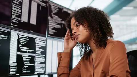 Unhappy Sad Developer Programmer Woman In Stress Coding Software Stock Footage 304713552