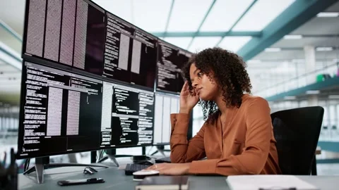 Unhappy Sad Developer Programmer Woman In Stress Coding Software Stock Footage 305289208