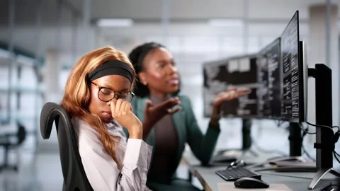 Unhappy Sad Developer Programmer Woman In Stress Coding Software Stock Footage 305887606