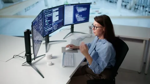 Unhappy Sad Developer Programmer Woman Frustrated Stock Footage 321553285