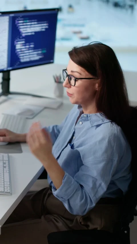 Unhappy Sad Developer Programmer Woman Frustrated Stock Footage 321964717