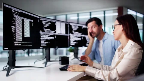 Unhappy Sad Developer Programmers In Stress Coding Software Stock Footage 286760377