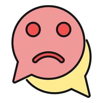 Unhappy sad face chat bubble communication feedback Stock Illustration