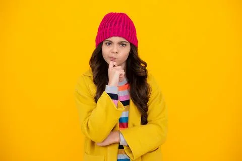 Unhappy sad teenager girl. Doubtful thoughtful teenager child girl dreaming Stock Photos