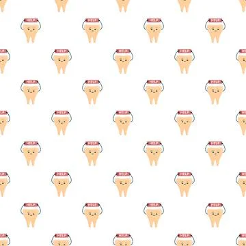 Unhealthy teeth pattern needing help from dental problems Illustrazione stock