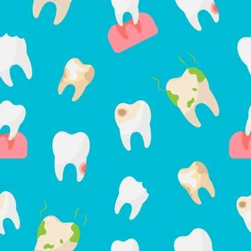 Unhealthy teeth, seamless pattern. Concept of teeth health. Stock Illustration
