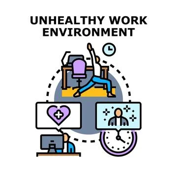 Unhealthy work environment concept displaying business stress イラスト素材