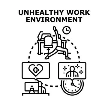 Unhealthy work environment concept displaying business stress Illustrazione stock