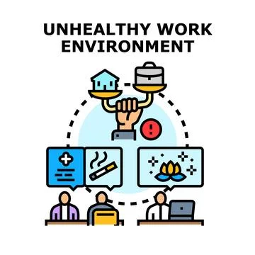 Unhealthy work environment creating work life balance issues Stock-Illustration