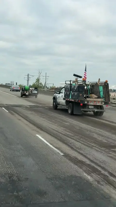 Unhooked Trailer Goes For Freeway Joyride, Washington, USA - 30 Apr 2025 Stock Footage 308747876