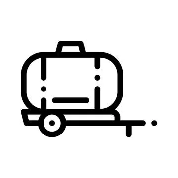 Uniaxial Trailer Vehicle Vector Thin Line Icon Stock Illustration