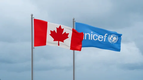 UNICEF and Canada flag Stock Footage 252034772